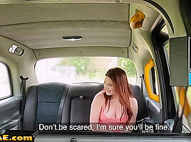 Bigass cab babe with red hair smashed in taxi outdoor