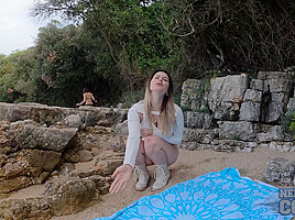 Spending Time On A Secluded Nude Beach With Melonie Fingering Her Asshole Outdoors