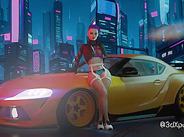 Neon Heat. Passionate sex with busty hot street girl in the neon room